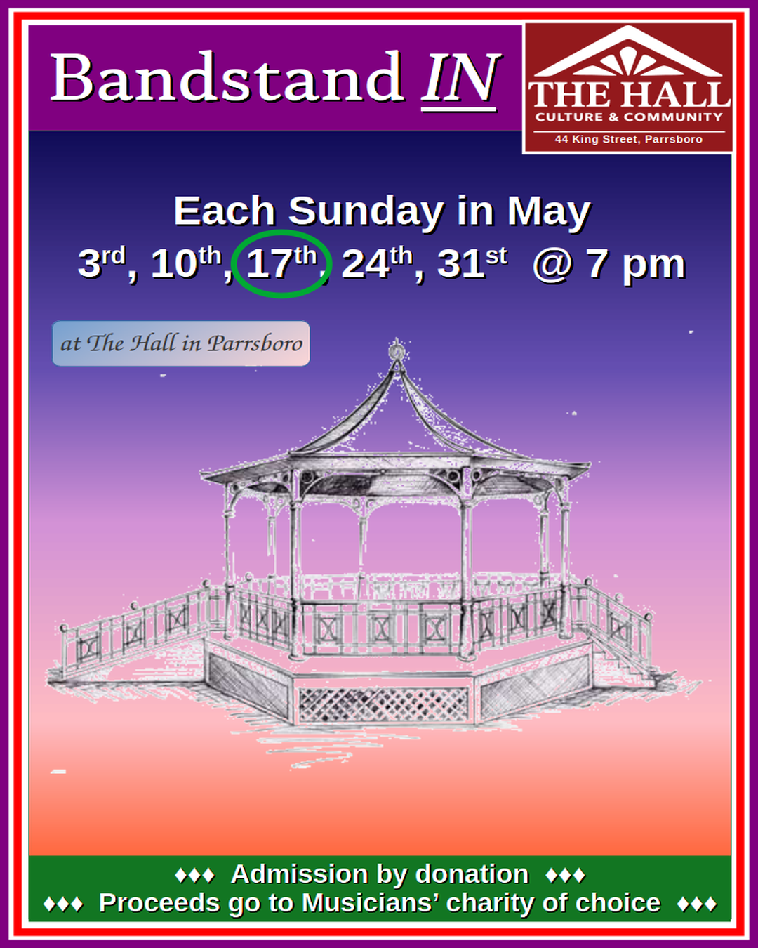 Bandstand *IN* The Hall (with Hooligans Ruff) - Sun, May.17th at 7pm