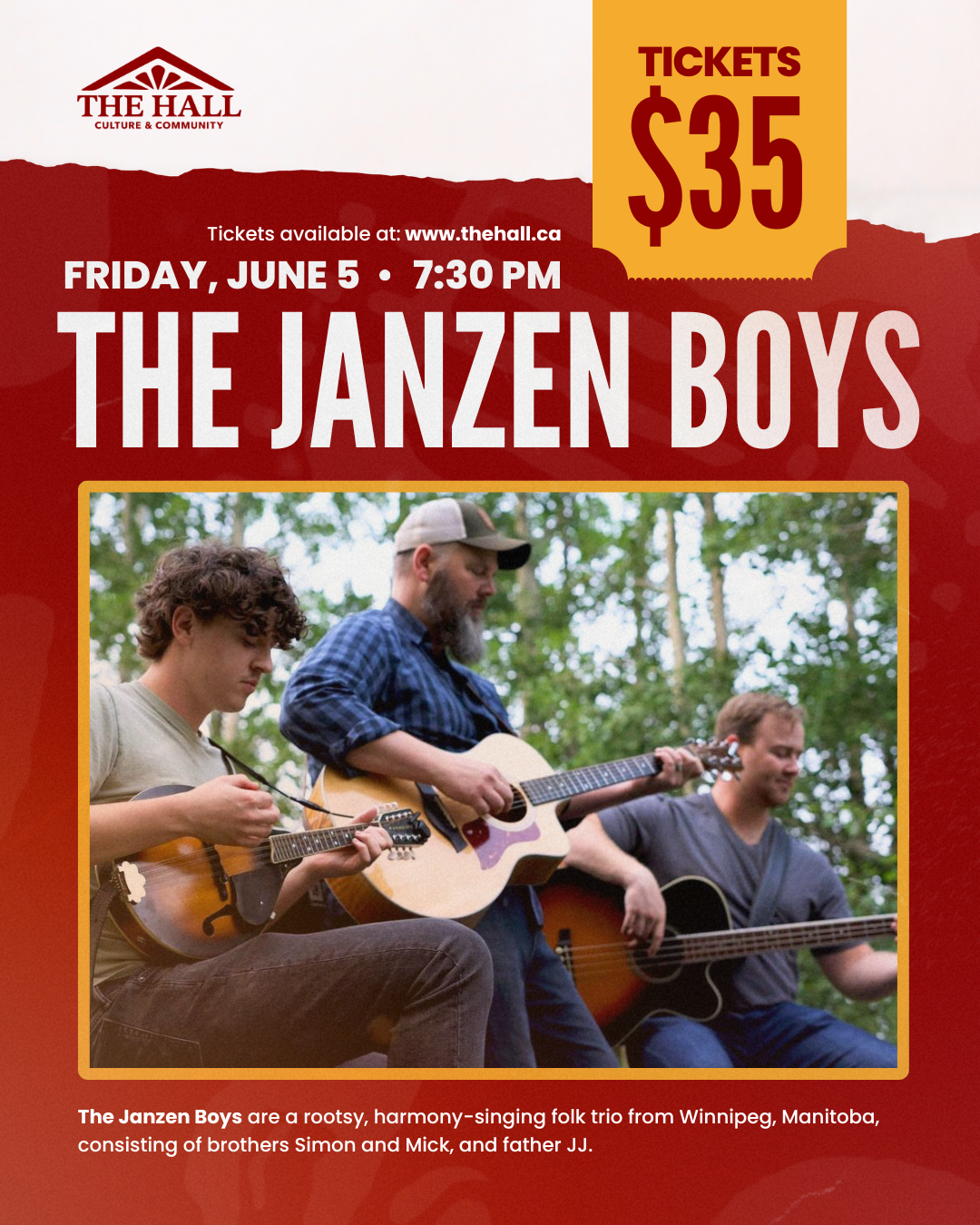 The Janzen Boys in concert - Fri, Jun.5th at 7:30pm